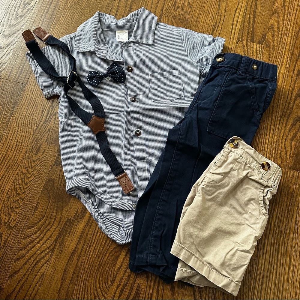 Little Gentleman bundle - 5 piece set, navy blue and khaki, size 18-24M